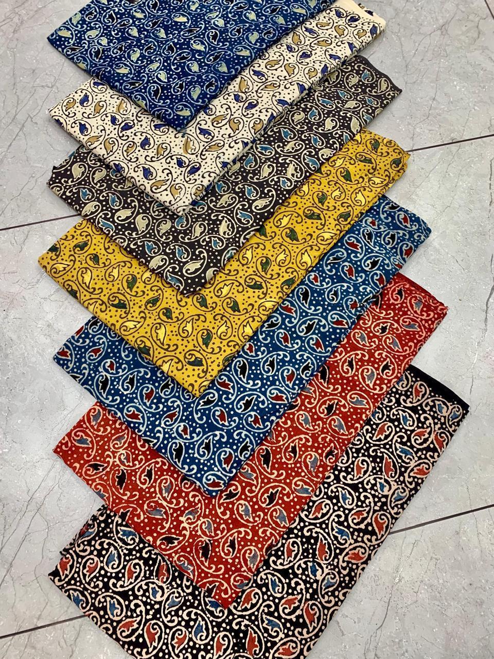 Ajrakh pure cotton handblock printed fabric with circular geometric motifs in traditional layout